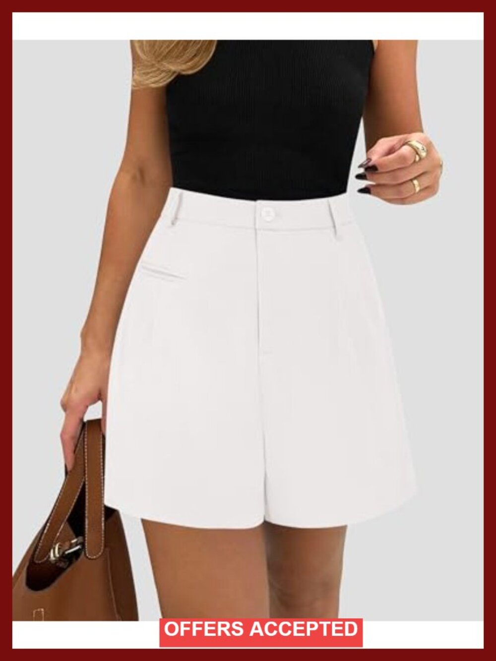 High Waisted Wide Leg Dressy Shorts with Pockets - Picture 2 of 6